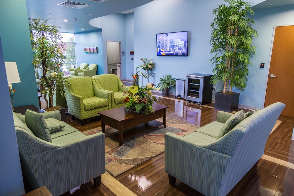 emergency center waiting room with television