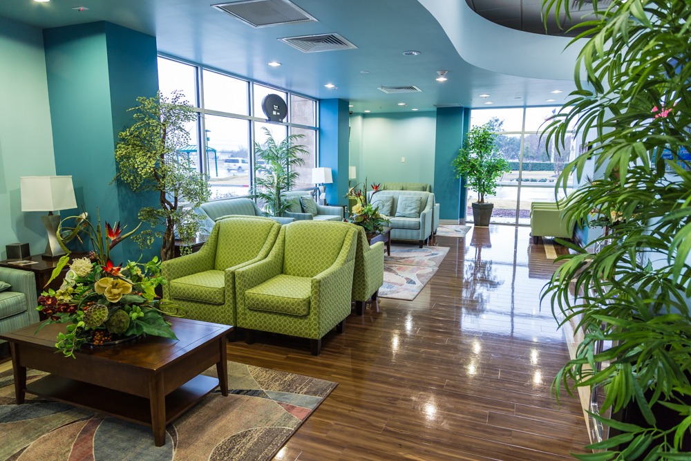 waiting area with plants at emergency room