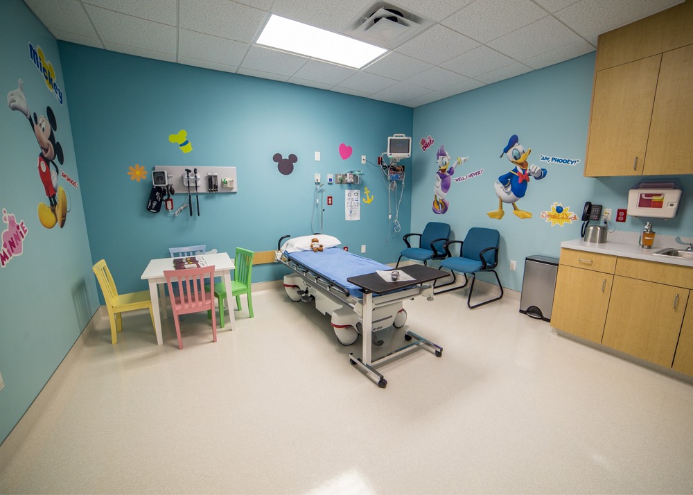 pediatric room with childhood characters