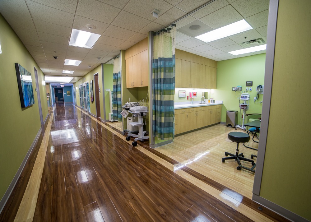 emergency center patients hallway with patient rooms