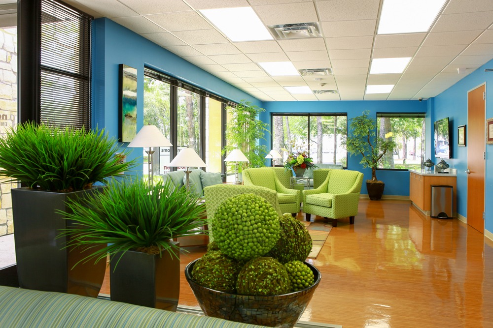 emergency center waiting area with plants