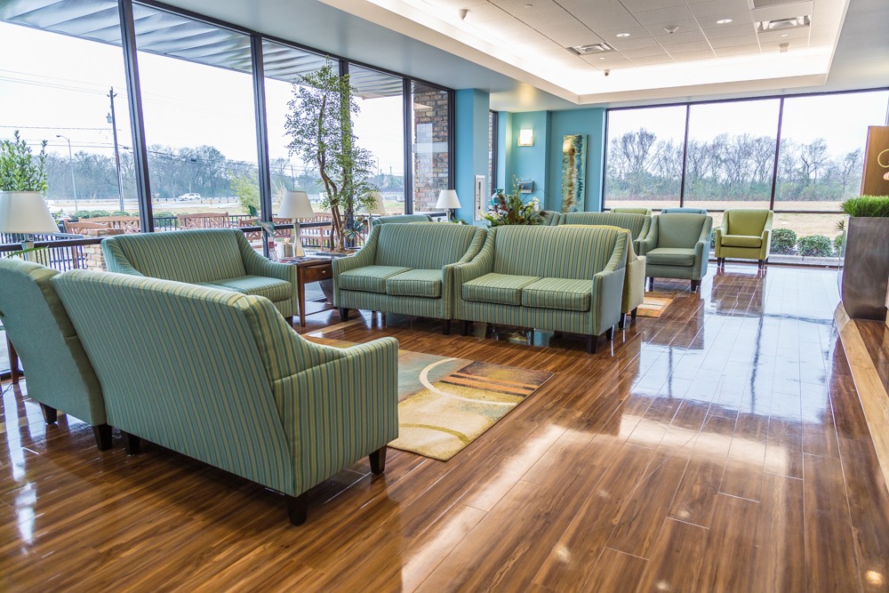 emergency center waiting area with couches