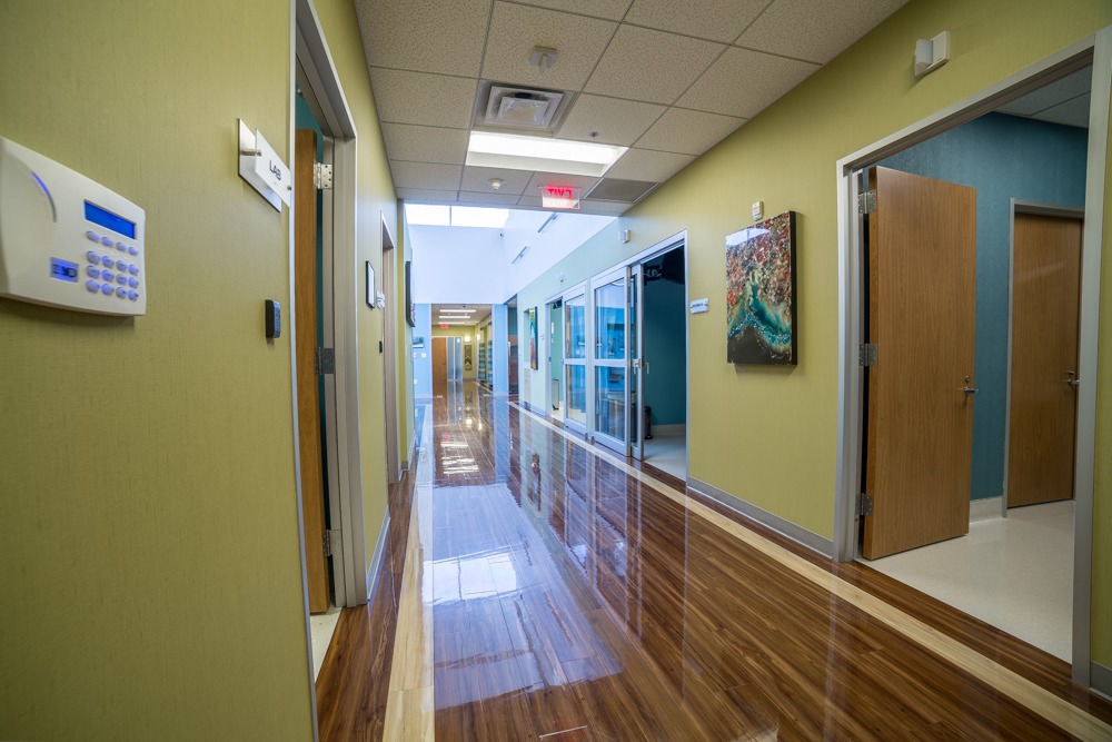 emergency room hallway with patient rooms