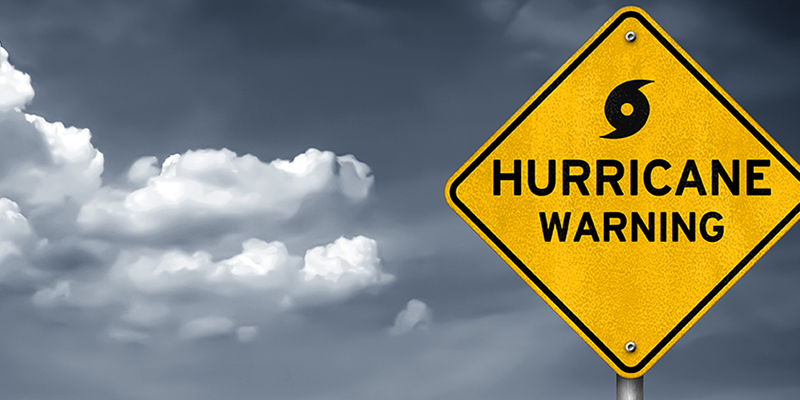 Hurricane warning traffic sign
