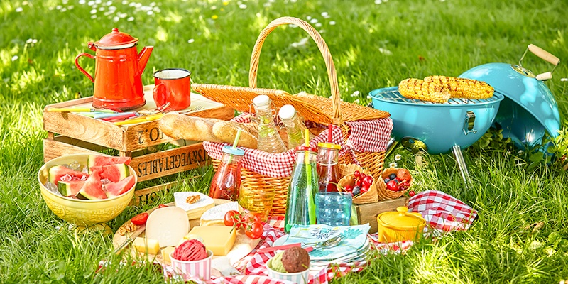 Colorful summer BBQ picnic outdoors