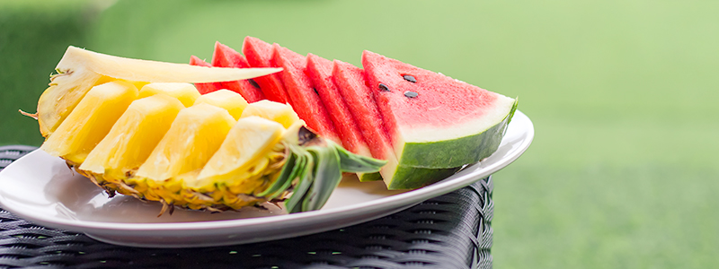 watermelon, pineapple on a plate
