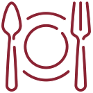 plate, fork, and knife 