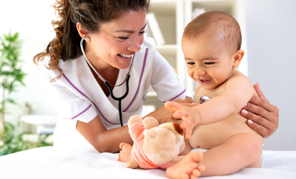 Doctor checking a baby