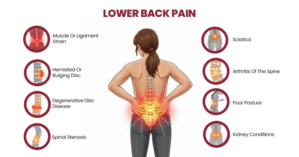 Medical causes and conditions of lower back pain