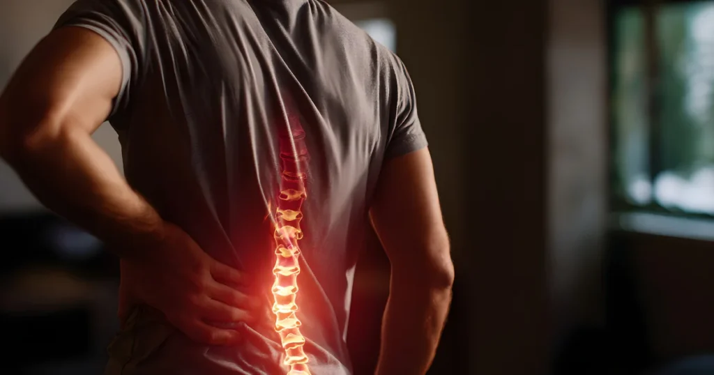 Man experiencing spinal stenosis back pain
